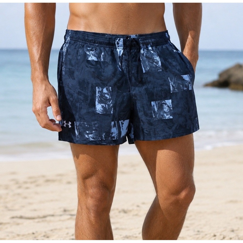 Under Armour Heatgear Men's 2XL Bathing suit Lined Shorts Black Swim Trunks